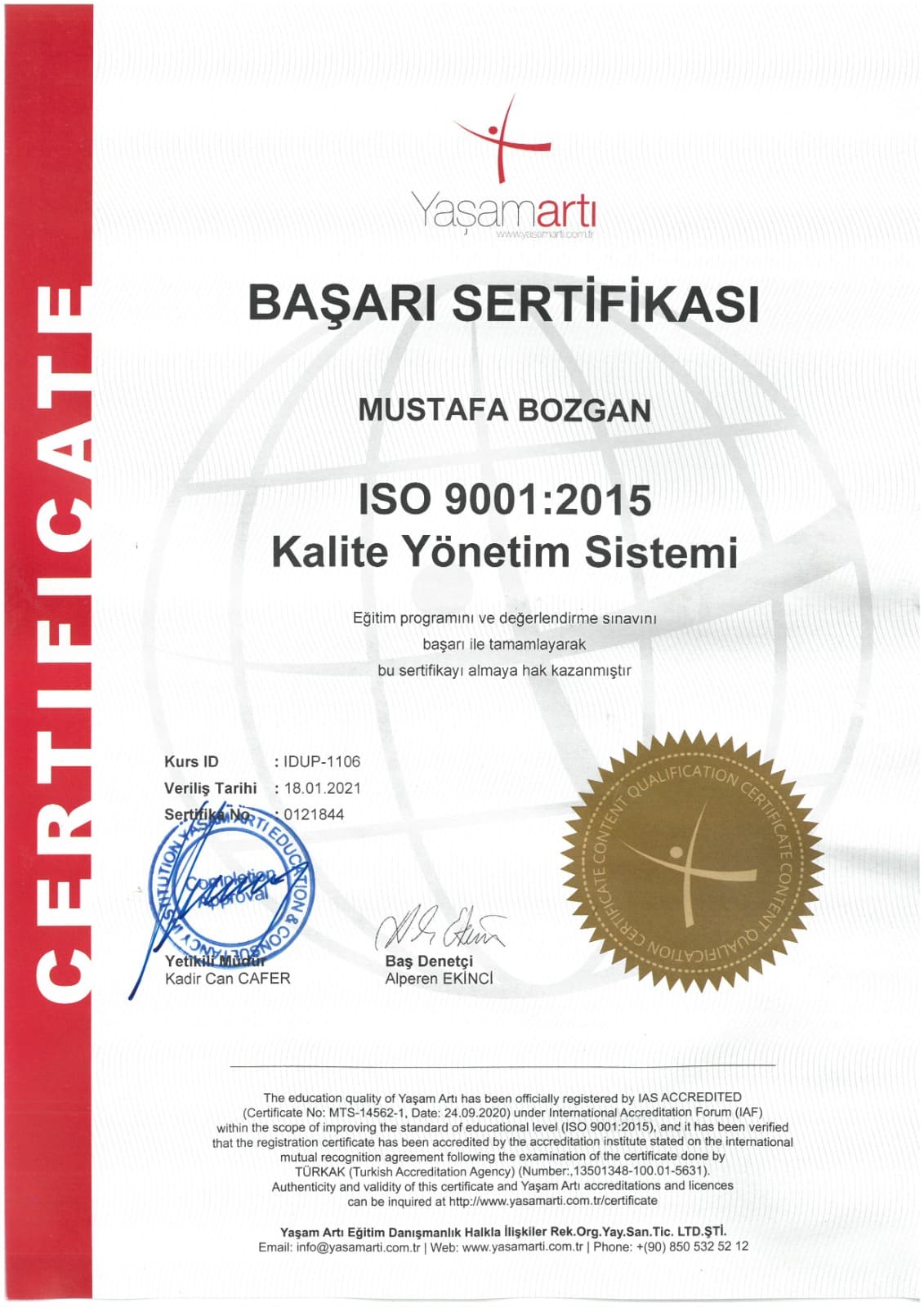 iso 9001 sertifikası