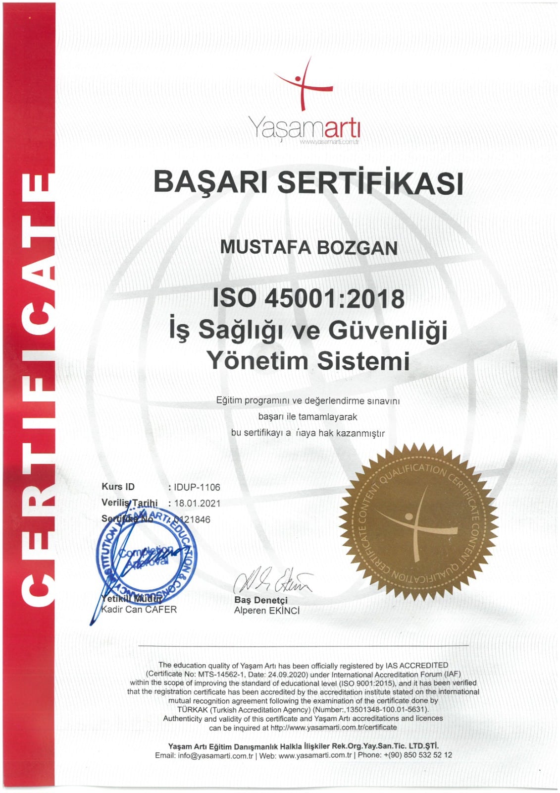 iso 45001 sertifikası