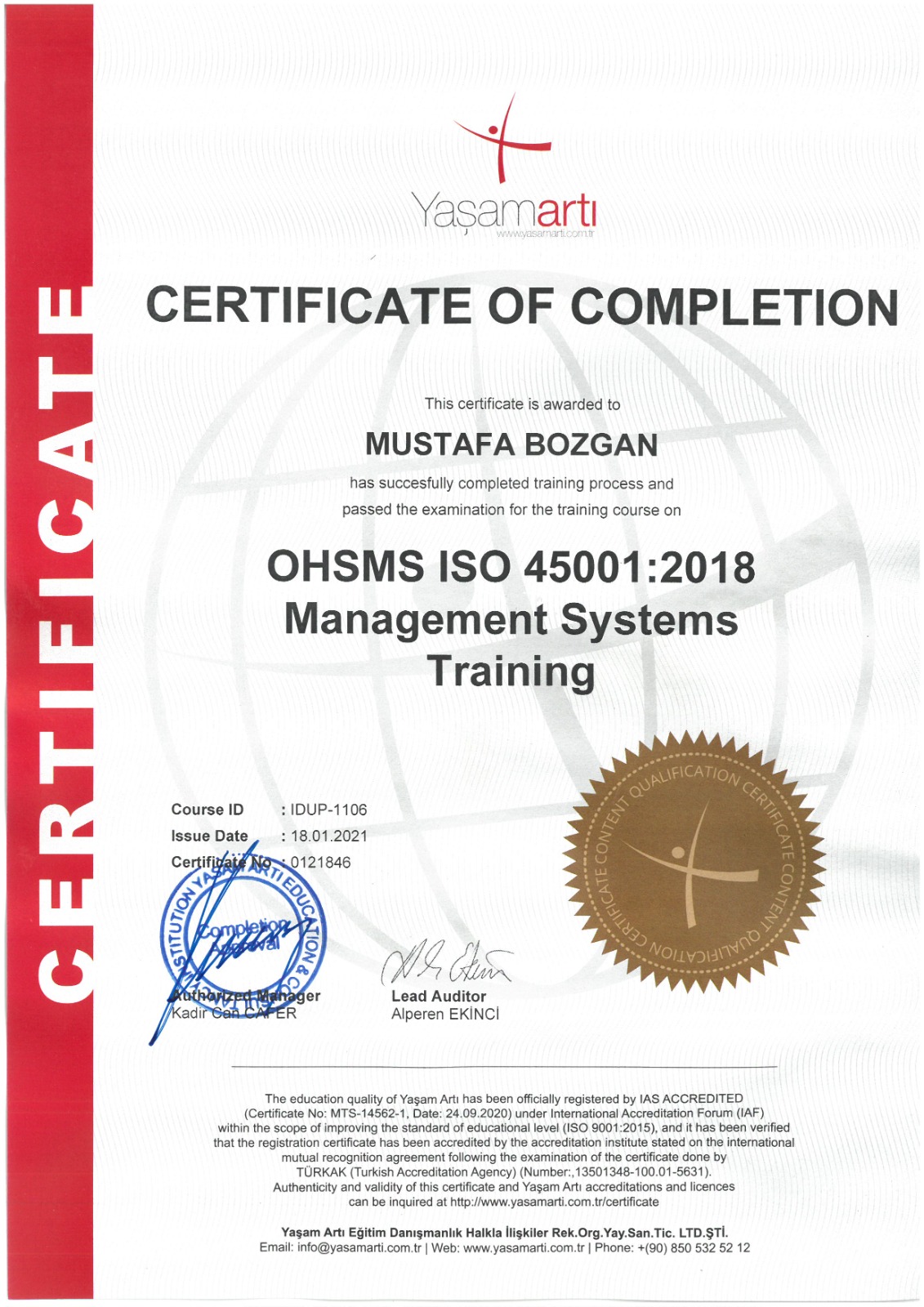 iso 45001 sertifikası